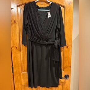 Lane Bryant Elegant Black Wrap Dress with shimmer detail